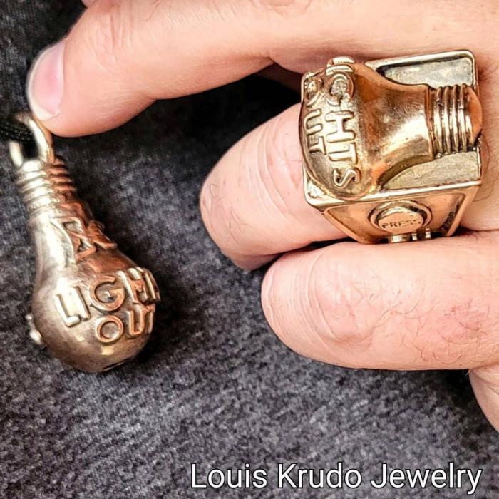 LIGHTS OUT by Louis Krudo | Custom Bronze Ring, Pendant and Bead